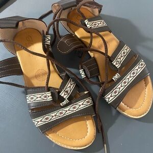 Brown Patterned Women's Sandals